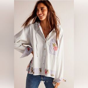 We the Free About to Slide Hoodie Shirt, Blue Combo, Medium